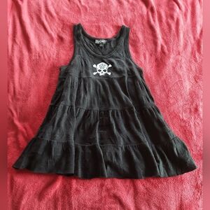 Dolls Kill Widow Martyr Me Skull Sleeveless Striped Sweater Dress